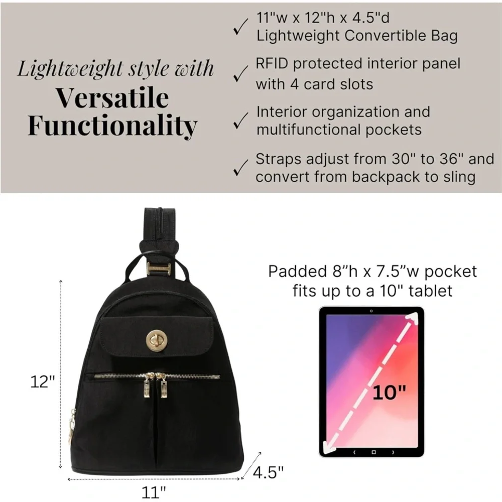 Baggallini Naples Convertible Backpack - Picture 9 of 12